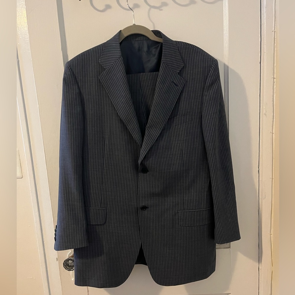 Canali suit Blue and White Pin Stripes 2 piece double vents single breasted